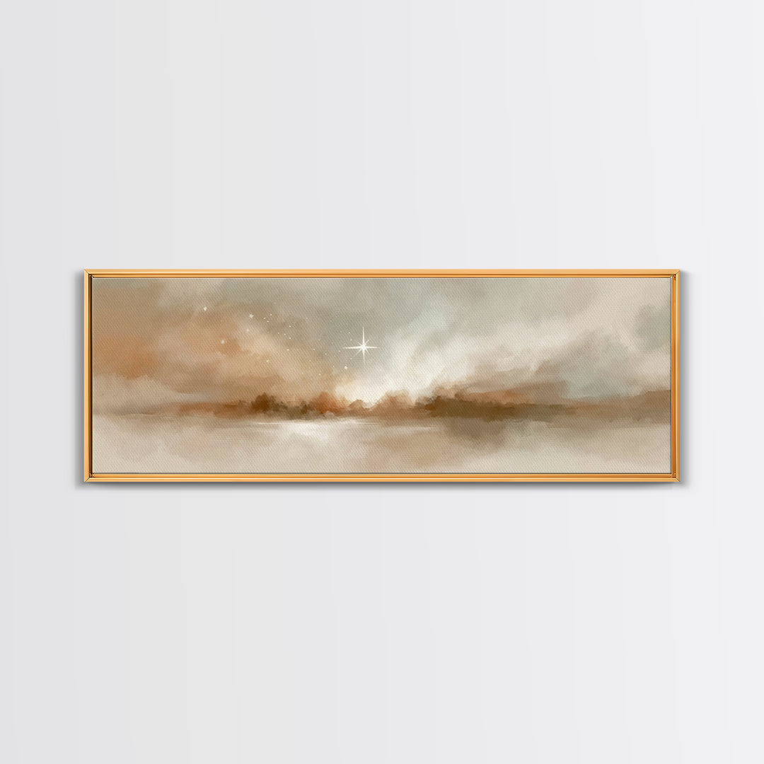 Guiding Dawn Star – Framed Canvas Print – Christian Wall Art – Christian Art Canvas – Panoramic Art – Christmas Art – Jesus Painting