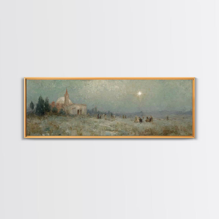 Silent Night Journey, Framed Canvas Print, Christian Wall Art, Christian Art Canvas, Panoramic Print, Christmas Art, Modern Christian Art