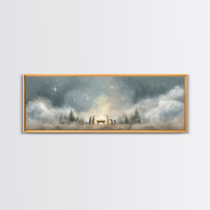 Star Of Winter Grace – Framed Canvas Print – Panoramic Art – Christian Wall Art – Christian Art Canvas – Christmas Art – Jesus Painting – C
