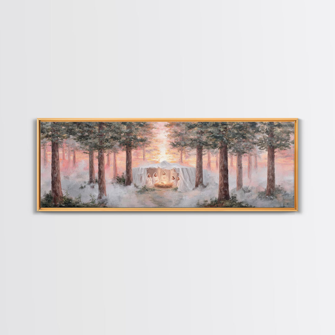 Forest Nativity Light, Framed Canvas Print, Panoramic Wall Art, Christian Wall Art, Christian Art Canvas, Christmas Art, Christian Christma