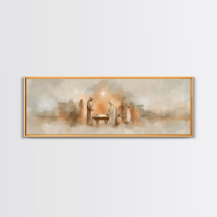 Star Of Bethlehem Hope, Framed Canvas Print, Panoramic Painting, Christian Wall Art, Christian Art Canvas, Christmas Art, Christian Decor,