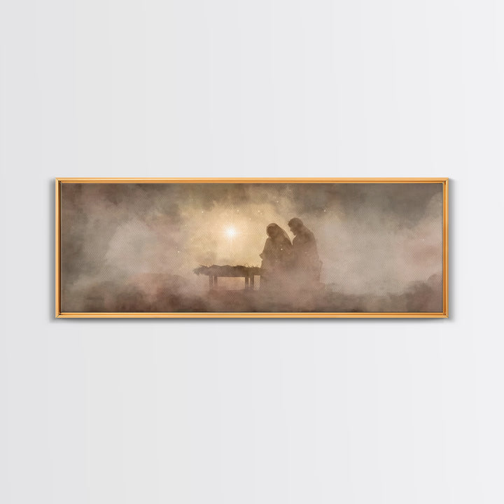 Holy Night Wonder | Framed Canvas Print | Panoramic Wall Art | Christian Wall Art | Christian Art Canvas | Christmas Art | Christian Christ