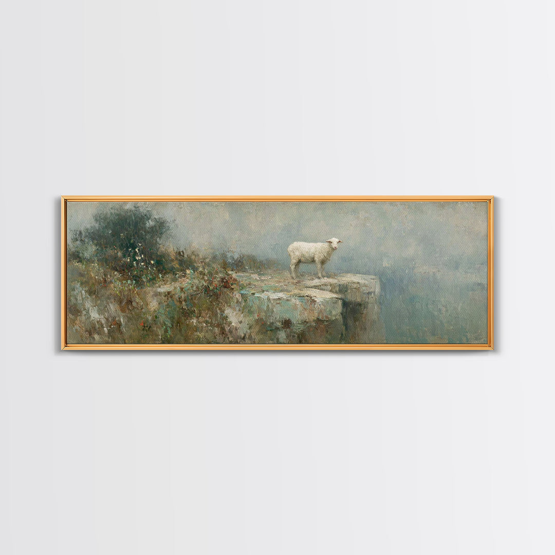 Lamb Of Mercy, Framed Canvas Print, Christian Art Canvas, Christian Wall Art, Panoramic Art, Christian Painting, Christian Decor