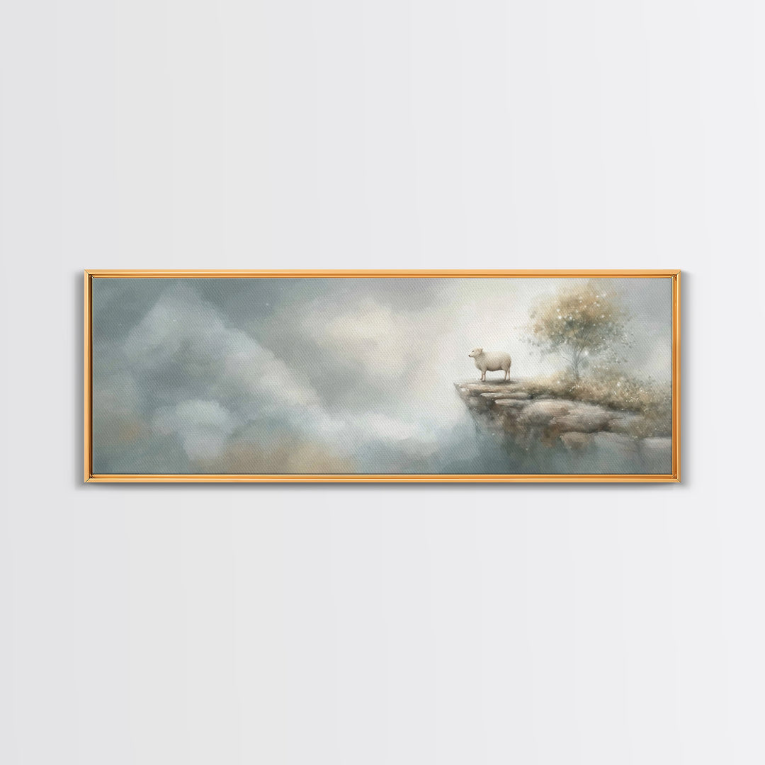 Heavenward Lamb – Framed Canvas Print – Christian Wall Art – Christian Art Canvas – Panoramic Wall Art – Christian Painting – Christian Dec