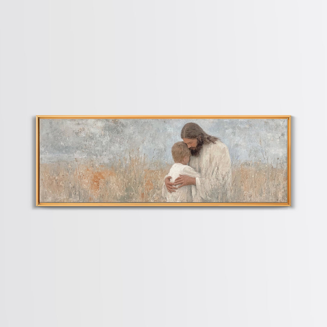 Sacred Reunion | Framed Canvas Print | Christian Wall Art | Jesus Painting | Panoramic Print | Christian Art Canvas | Christian Decor