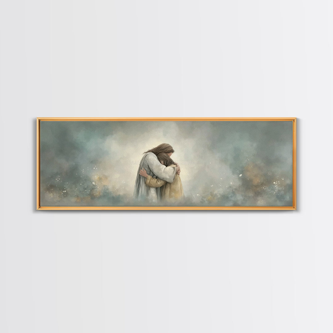 Guiding Mercy – Framed Canvas Print – Christian Wall Art – Jesus Painting – Panoramic Art – Christian Art Canvas – Christian Gift