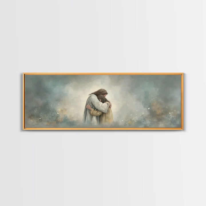 Guiding Mercy – Framed Canvas Print – Christian Wall Art – Jesus Painting – Panoramic Art – Christian Art Canvas – Christian Gift