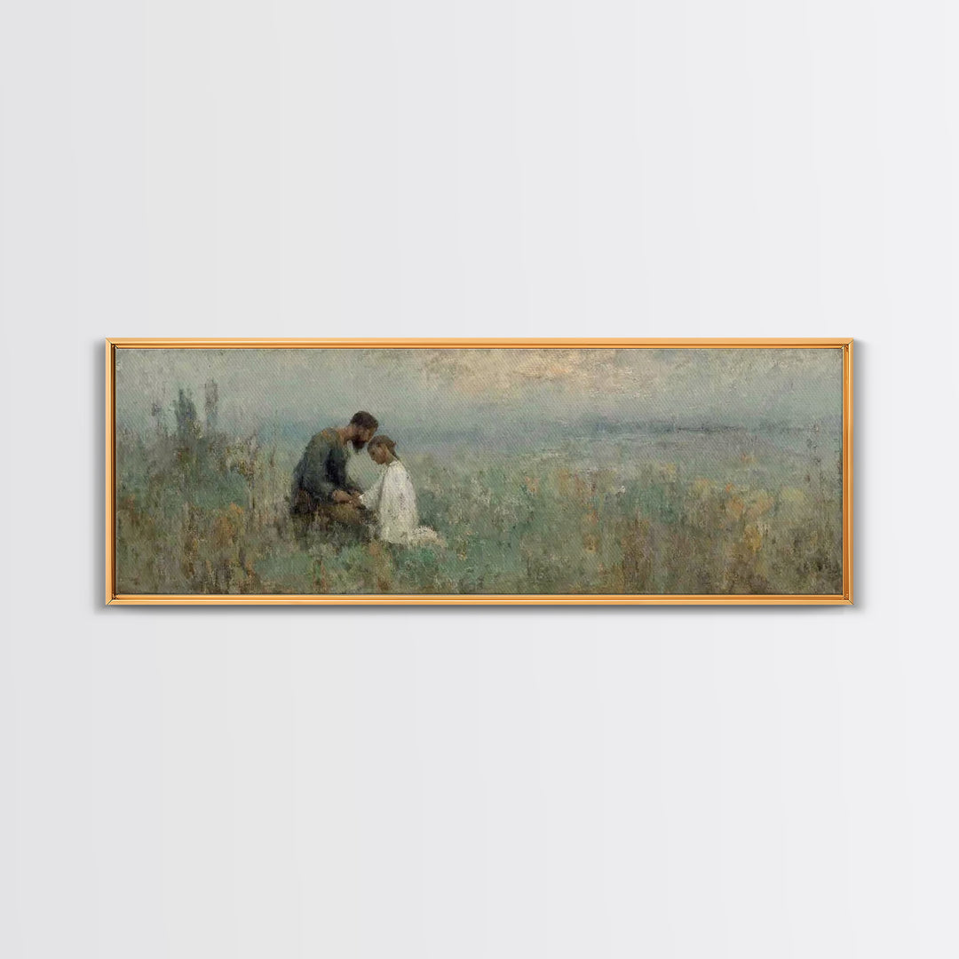 Evening Comfort, Framed Canvas Print, Christian Wall Art, Jesus Painting, Panoramic Frame, Christian Art Canvas, Christian Decor