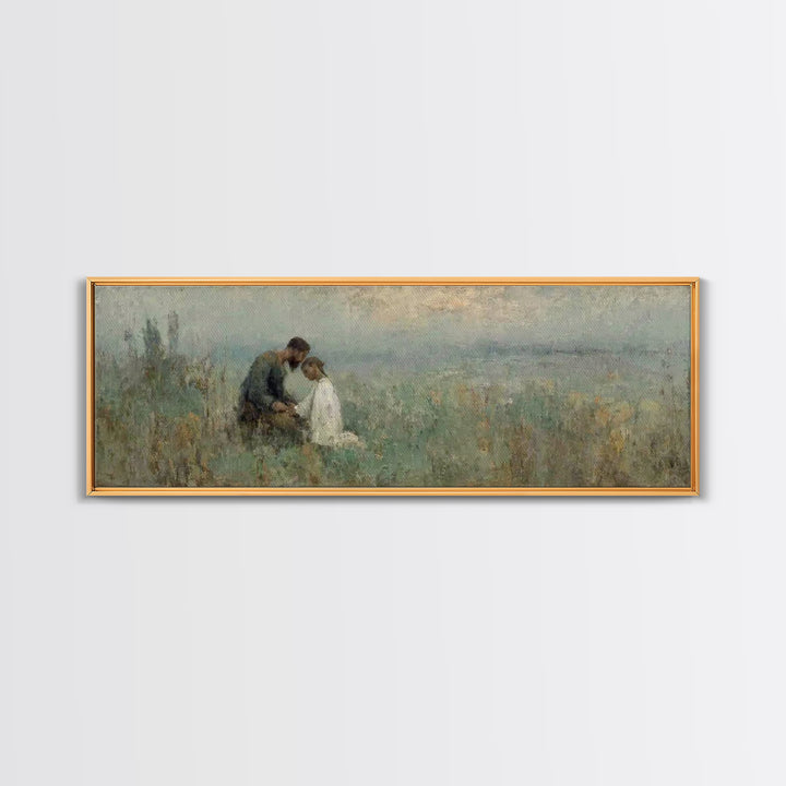 Evening Comfort, Framed Canvas Print, Christian Wall Art, Jesus Painting, Panoramic Frame, Christian Art Canvas, Christian Decor