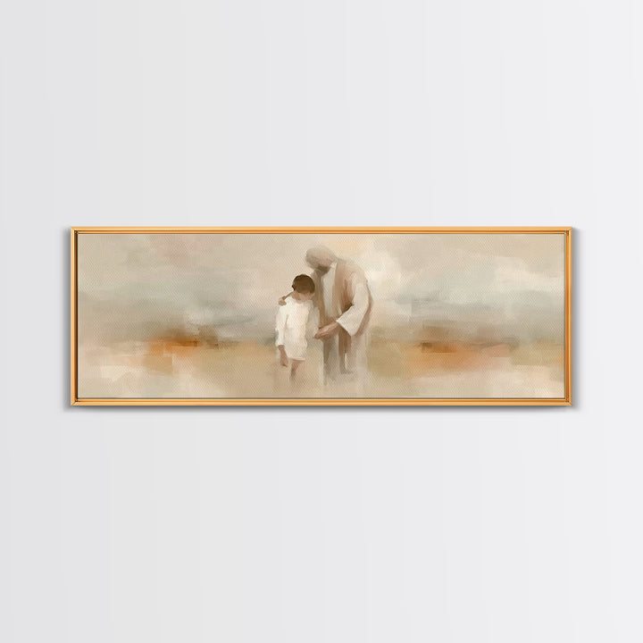 Quiet Devotion | Framed Canvas Print | Christian Art Canvas | Jesus Painting | Panoramic Wall Art | Christian Wall Art | Christian Gift
