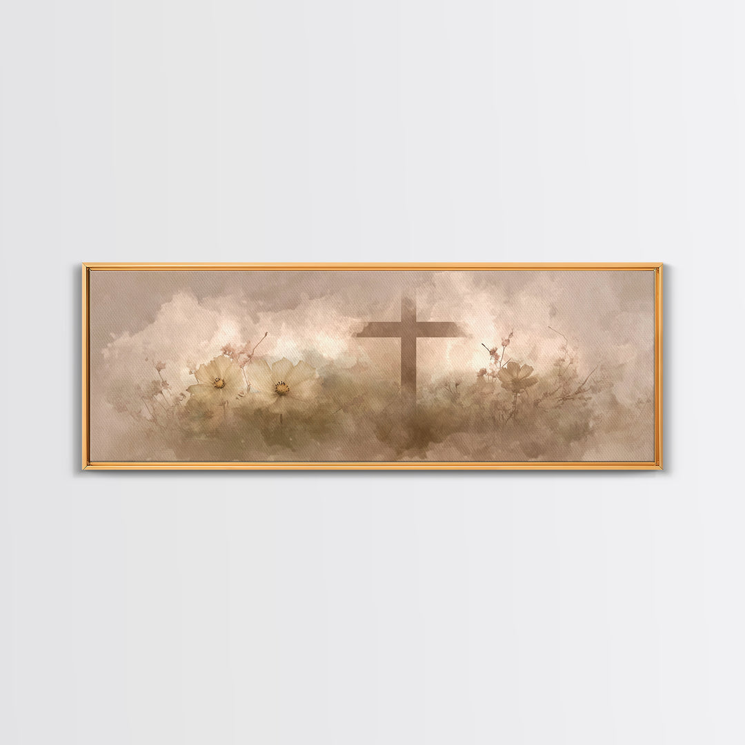 Sunset Promise | Framed Canvas Print | Christian Art Canvas | Jesus Painting | Panoramic Frame | Christian Wall Art | Christian Gift