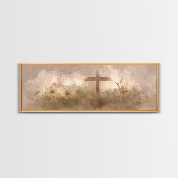 Sunset Promise | Framed Canvas Print | Christian Art Canvas | Jesus Painting | Panoramic Frame | Christian Wall Art | Christian Gift