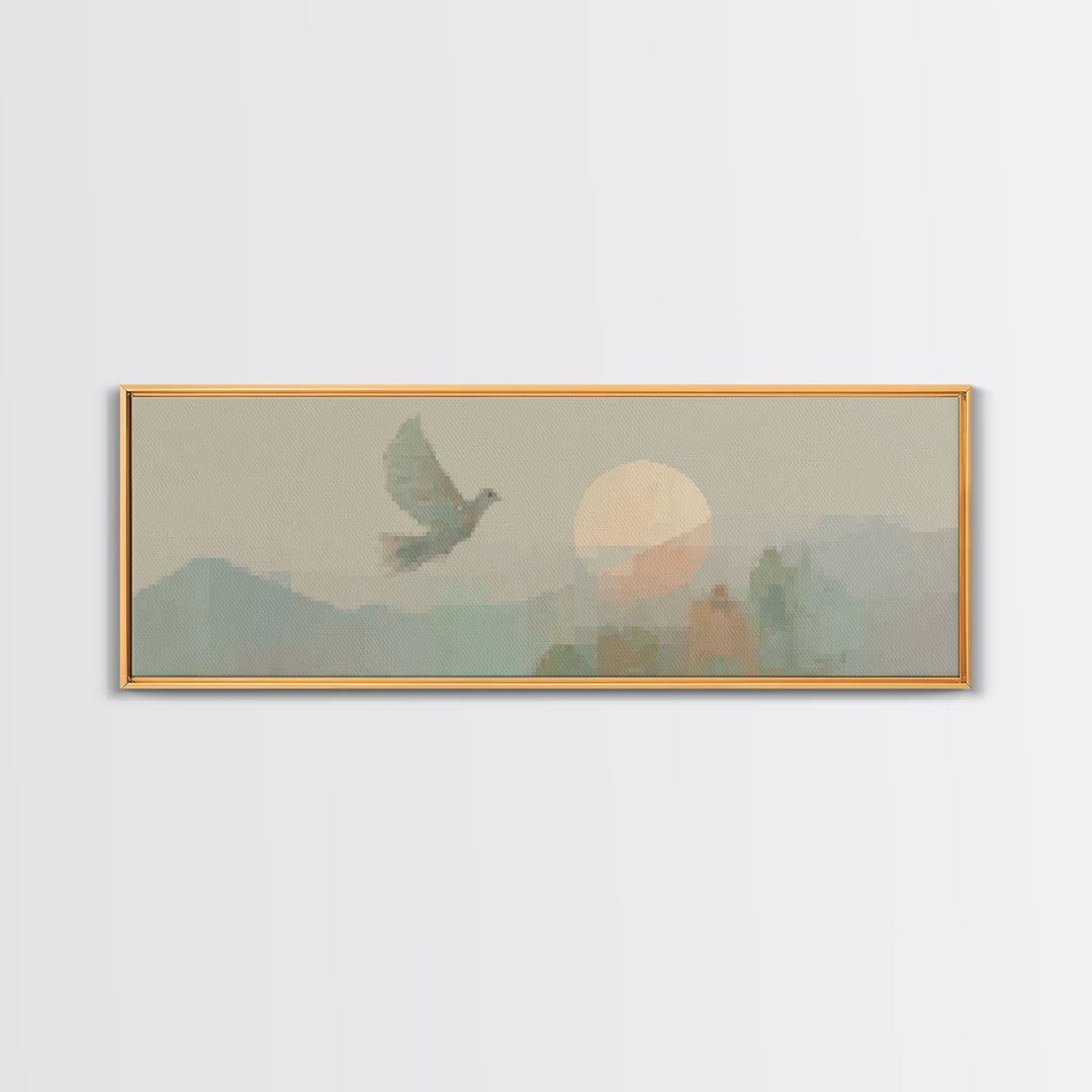 Solitude In Faith - Framed Canvas Print - Panoramic Art - Christian Art Canvas - Jesus Painting - Christian Wall Art - Modern Christian Pai