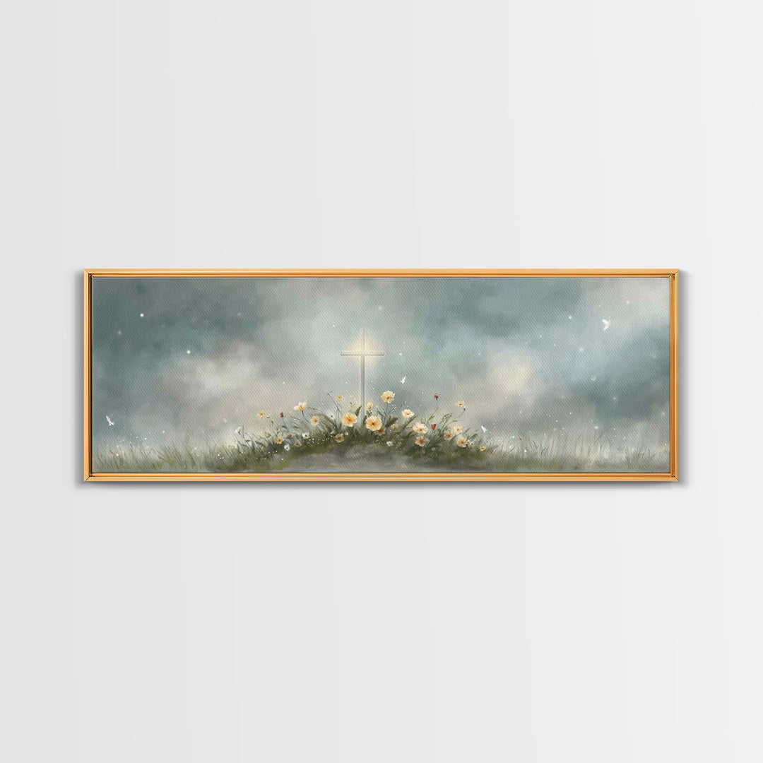 Cross Of Peace – Framed Canvas Print – Christian Wall Art – Christian Art Canvas – Panoramic Wall Art – Christian Decor – Christian Gift
