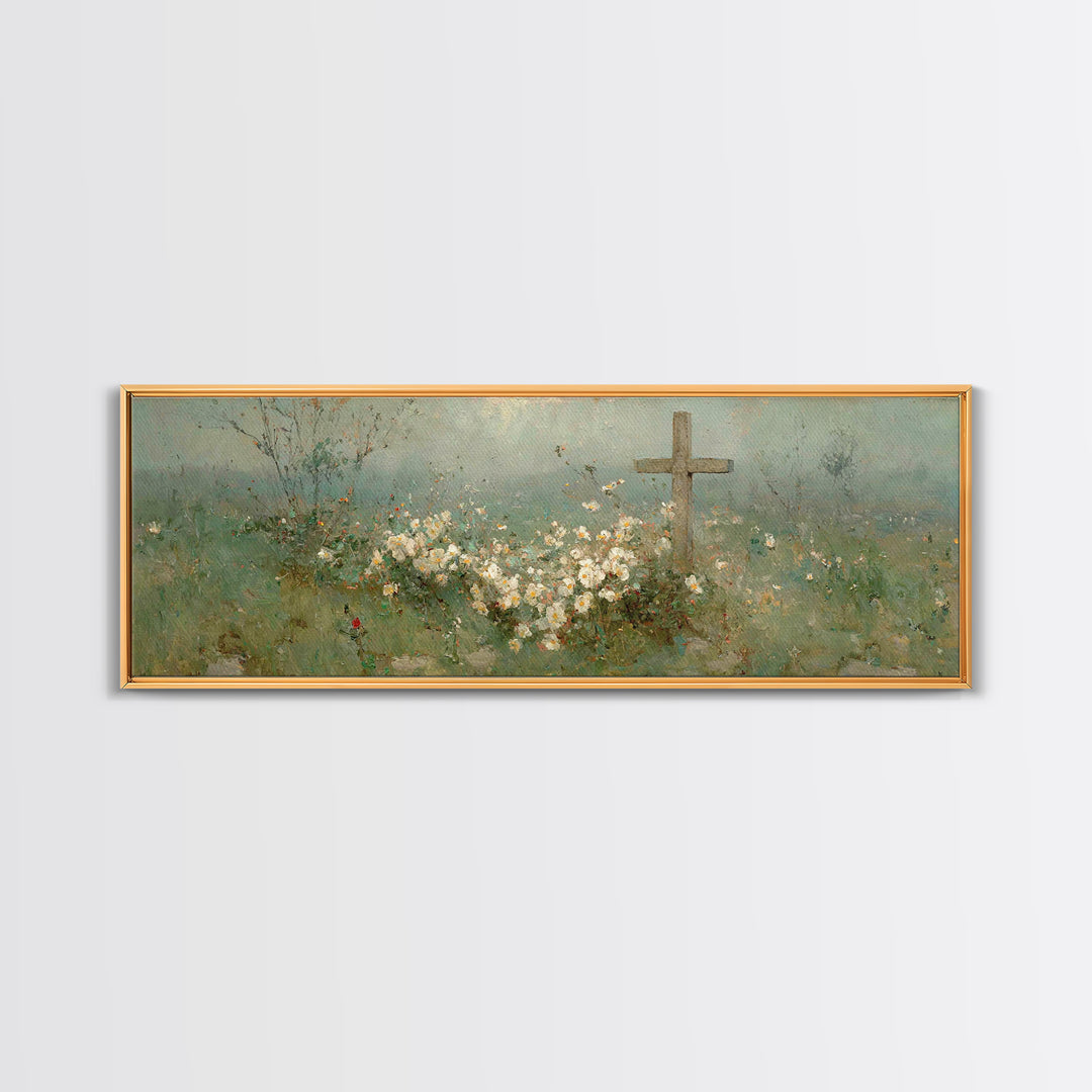 Garden Of Promise, Framed Canvas Print, Christian Wall Art, Christian Art Canvas, Panoramic Painting, Christian Art, Christian Gift