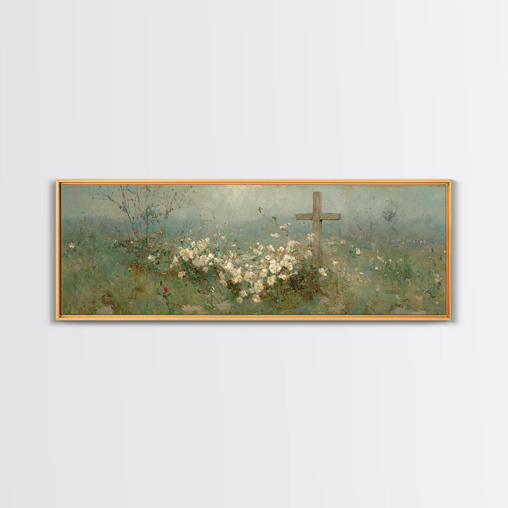 Garden Of Promise, Framed Canvas Print, Christian Wall Art, Christian Art Canvas, Panoramic Painting, Christian Art, Christian Gift