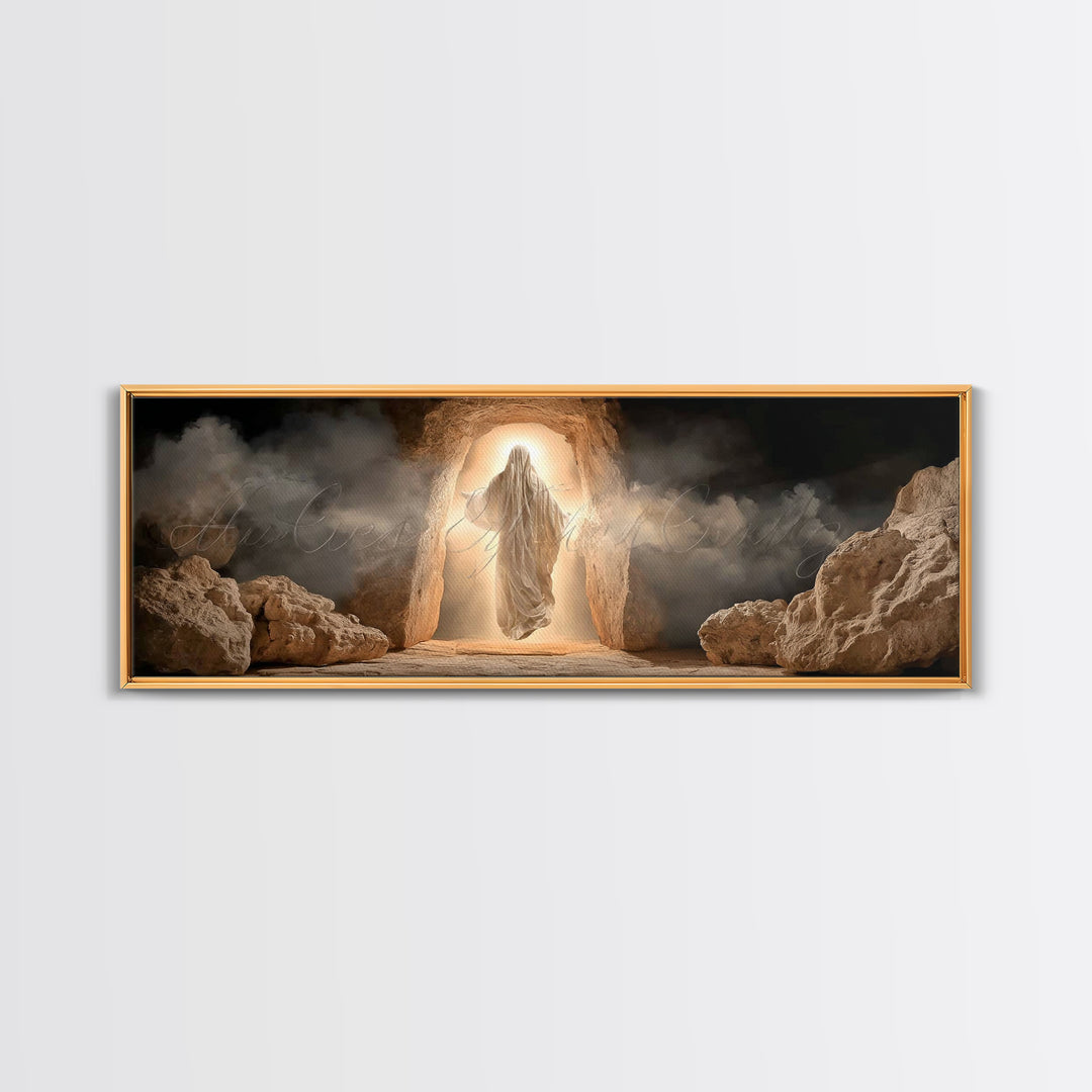 Sanctuary Gathering | Framed Canvas Print | Christian Wall Art | Christian Art Canvas | Panoramic Painting | Christian Art | Christian Gift