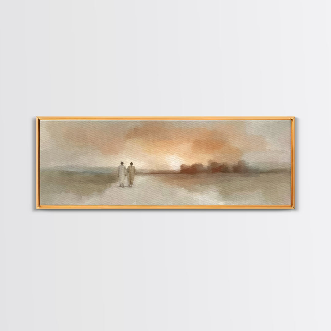 Emmaus Road Peace, Framed Canvas Print, Christian Wall Art, Christian Art Canvas, Jesus Painting, Extra Wide Art, Christian Gift Ideas