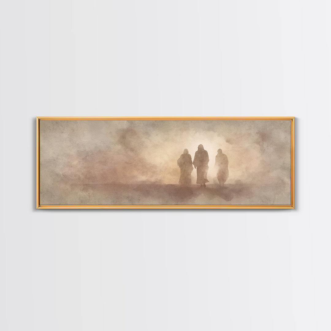 Sacred Walk Trio – Framed Canvas Print – Christian Wall Art – Christian Art Canvas – Panoramic Painting – Christian Christmas Art – Jesus P
