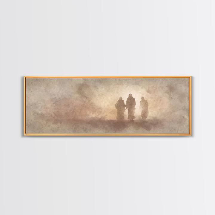 Sacred Walk Trio – Framed Canvas Print – Christian Wall Art – Christian Art Canvas – Panoramic Painting – Christian Christmas Art – Jesus P