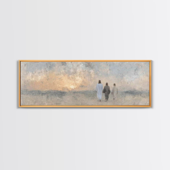 Twilight Disciples, Framed Canvas Print, Christian Wall Art, Christian Art Canvas, Panoramic Print, Christian Painting, Christmas Art
