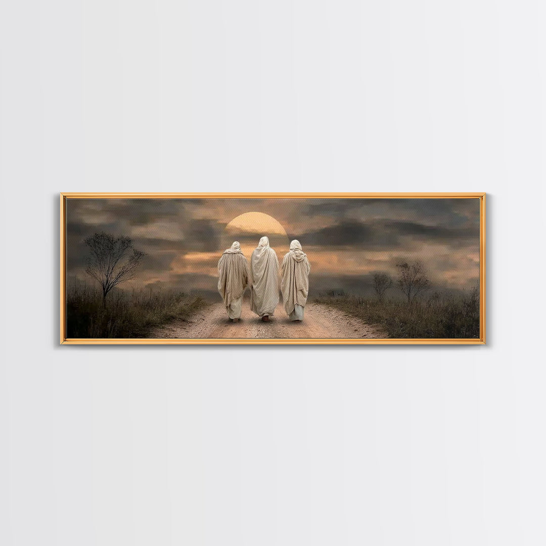 Savior’s Evening Path – Framed Canvas Print – Christian Wall Art – Christian Art Canvas – Panoramic Frame – Christian Christmas Art – Jesus