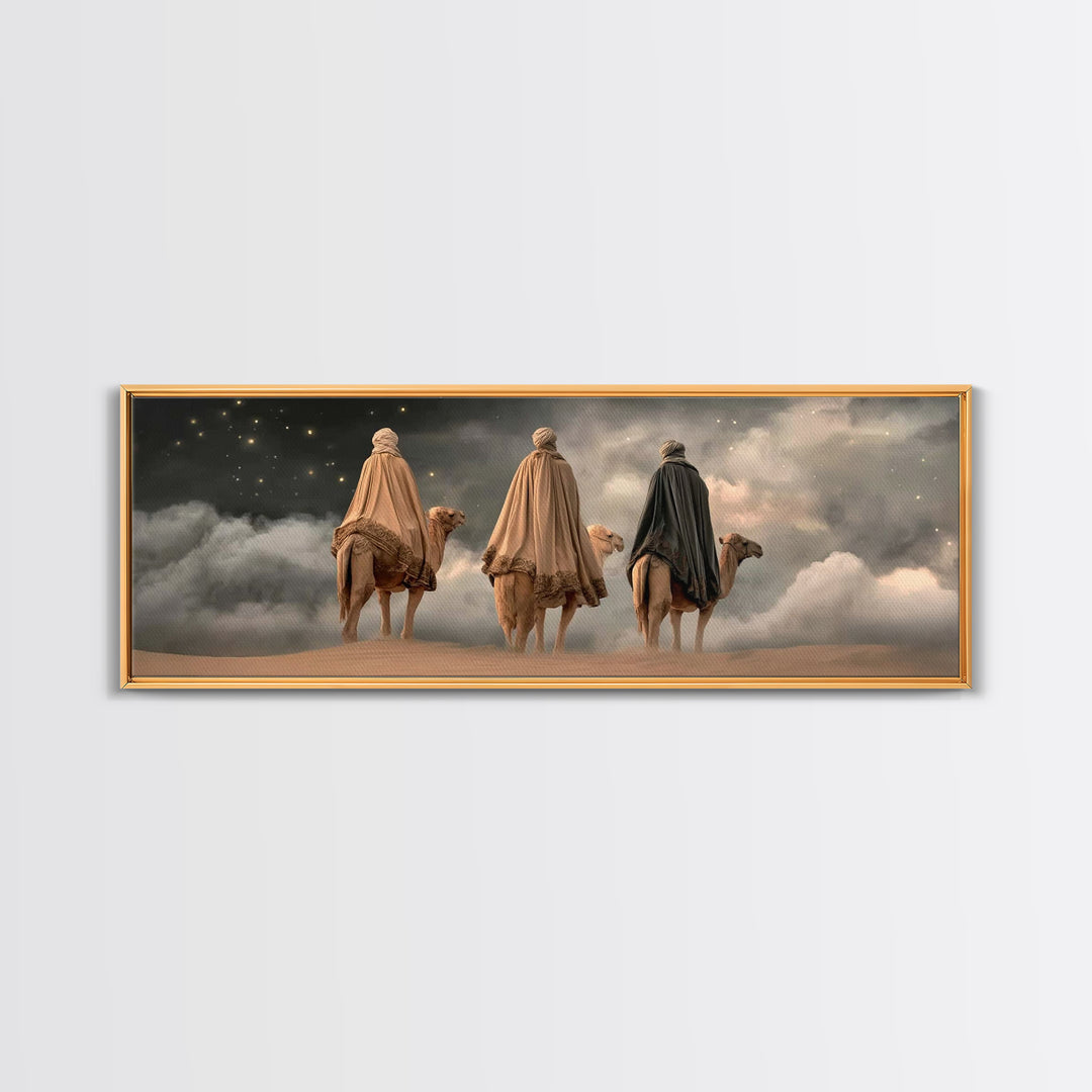 Wisemen Onward Grace – Framed Canvas Print – Panoramic Painting – Christian Wall Art – Christmas Art – Christian Art Print – Jesus Art