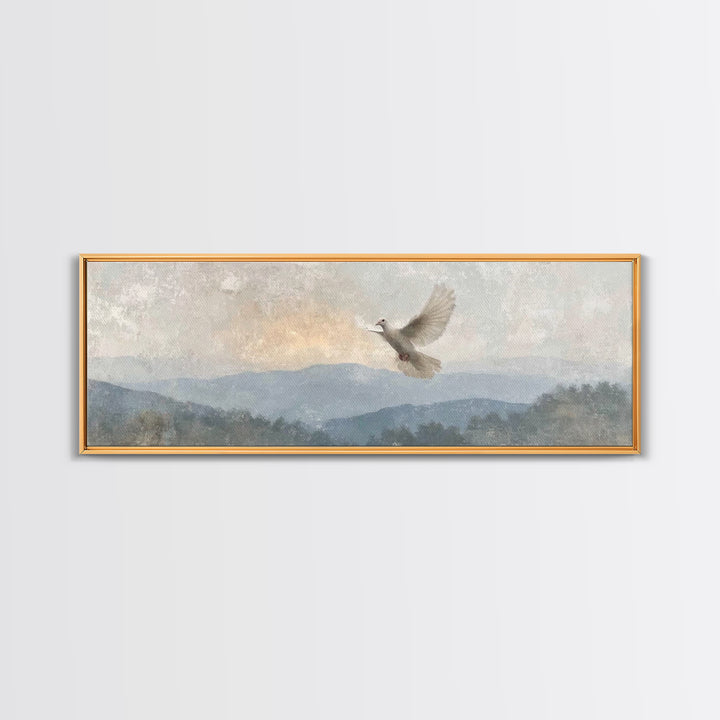 Spirit On The Mountain, Framed Canvas Print, Panoramic Wall Art, Christian Art Canvas, Christian Painting, Unique Christian Art, Christian