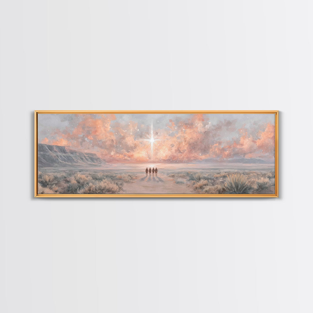 The Guiding Star – Framed Canvas Print – Panoramic Art – Christian Wall Art – Christian Art Canvas – Christmas Art – Jesus Painting