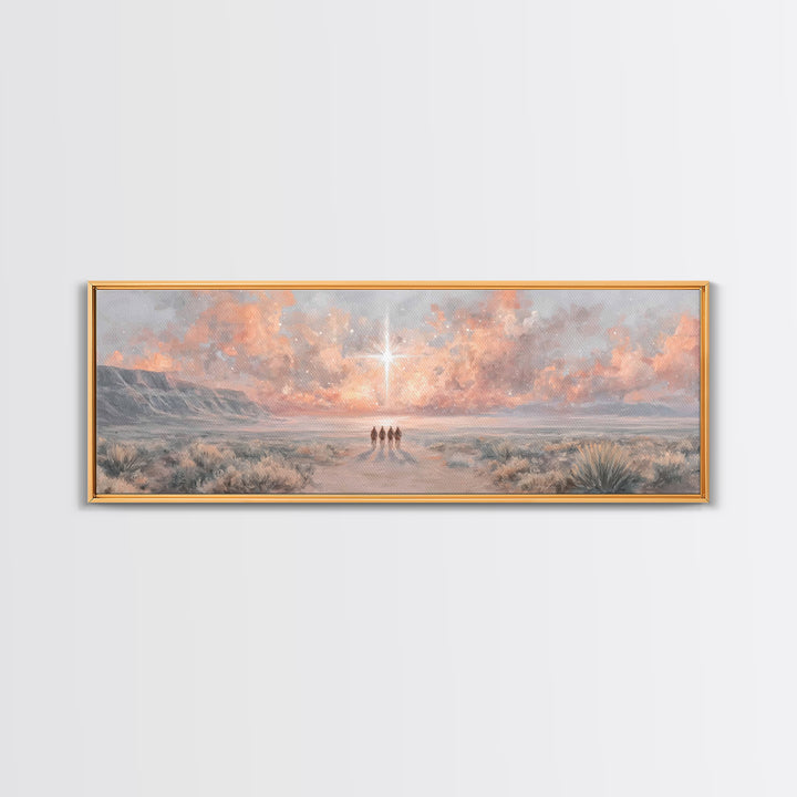 The Guiding Star – Framed Canvas Print – Panoramic Art – Christian Wall Art – Christian Art Canvas – Christmas Art – Jesus Painting