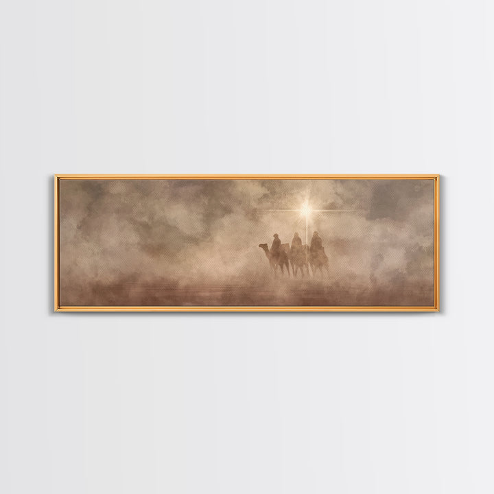 Desert Star Journey, Framed Canvas Print, Panoramic Wall Art, Christian Art Canvas, Christmas Art, Modern Christian Art, Jesus Painting