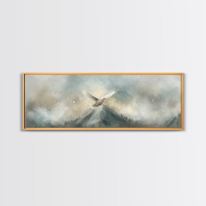 Wings Of Peace, Framed Canvas Print, Christian Wall Art, Christian Art Canvas, Panoramic Art, Christian Painting