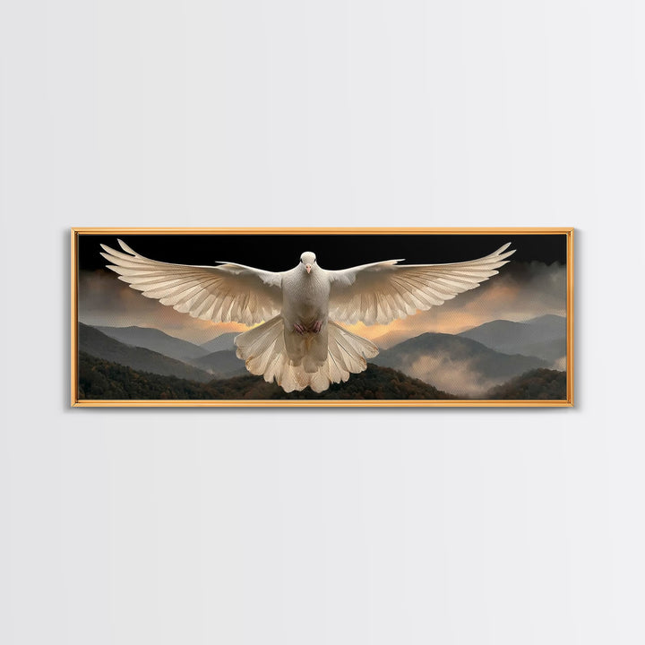Serenity In Flight, Framed Canvas Print, Christian Art Canvas, Christian Wall Art, Panoramic Painting, Christian Gift