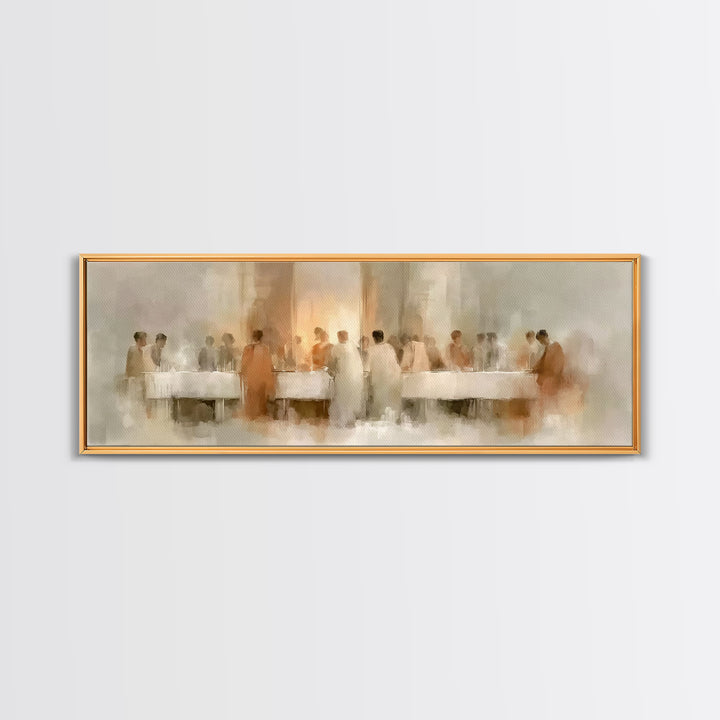 Table Of Mercy, Framed Canvas Print, Christian Art Canvas, Christian Wall Art, Panoramic Art, Christian Christmas Art