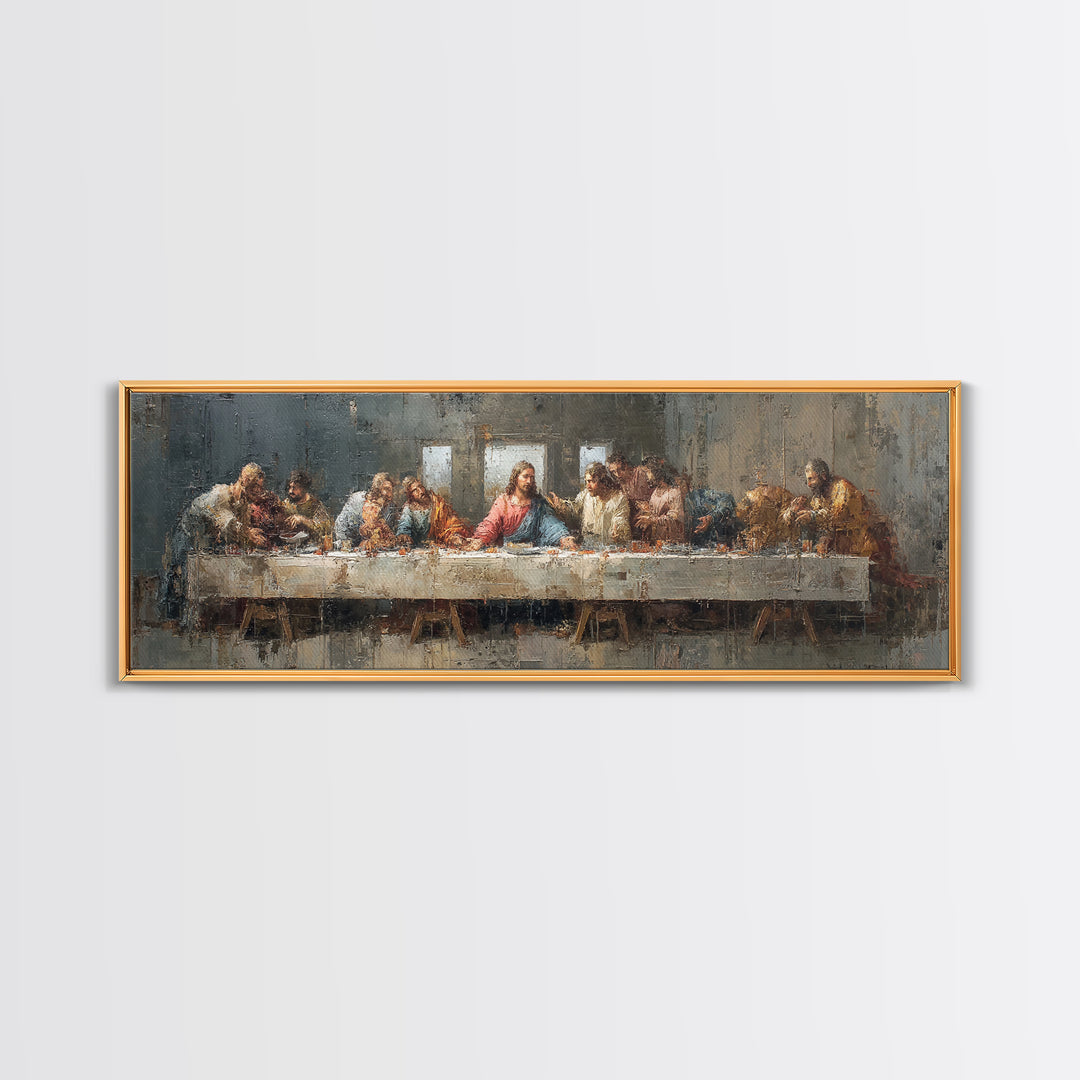 Holy Feast Harmony – Framed Canvas Print – Christian Wall Art – Christian Art Canvas – Panoramic Painting – Christian Decor
