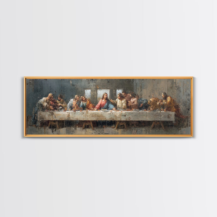 Holy Feast Harmony – Framed Canvas Print – Christian Wall Art – Christian Art Canvas – Panoramic Painting – Christian Decor