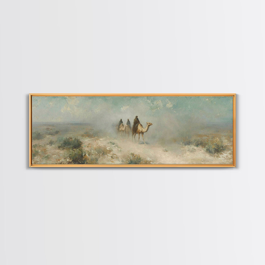 Desert Pilgrims – Framed Canvas Print – Christian Wall Art – Panoramic Art – Jesus Painting – Christian Art Canvas