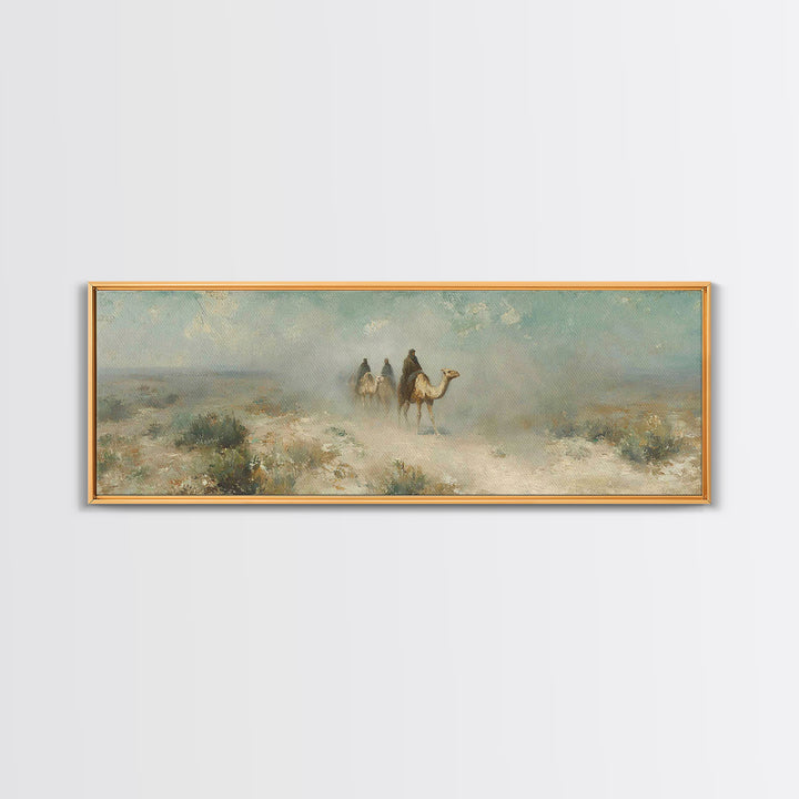 Desert Pilgrims – Framed Canvas Print – Christian Wall Art – Panoramic Art – Jesus Painting – Christian Art Canvas