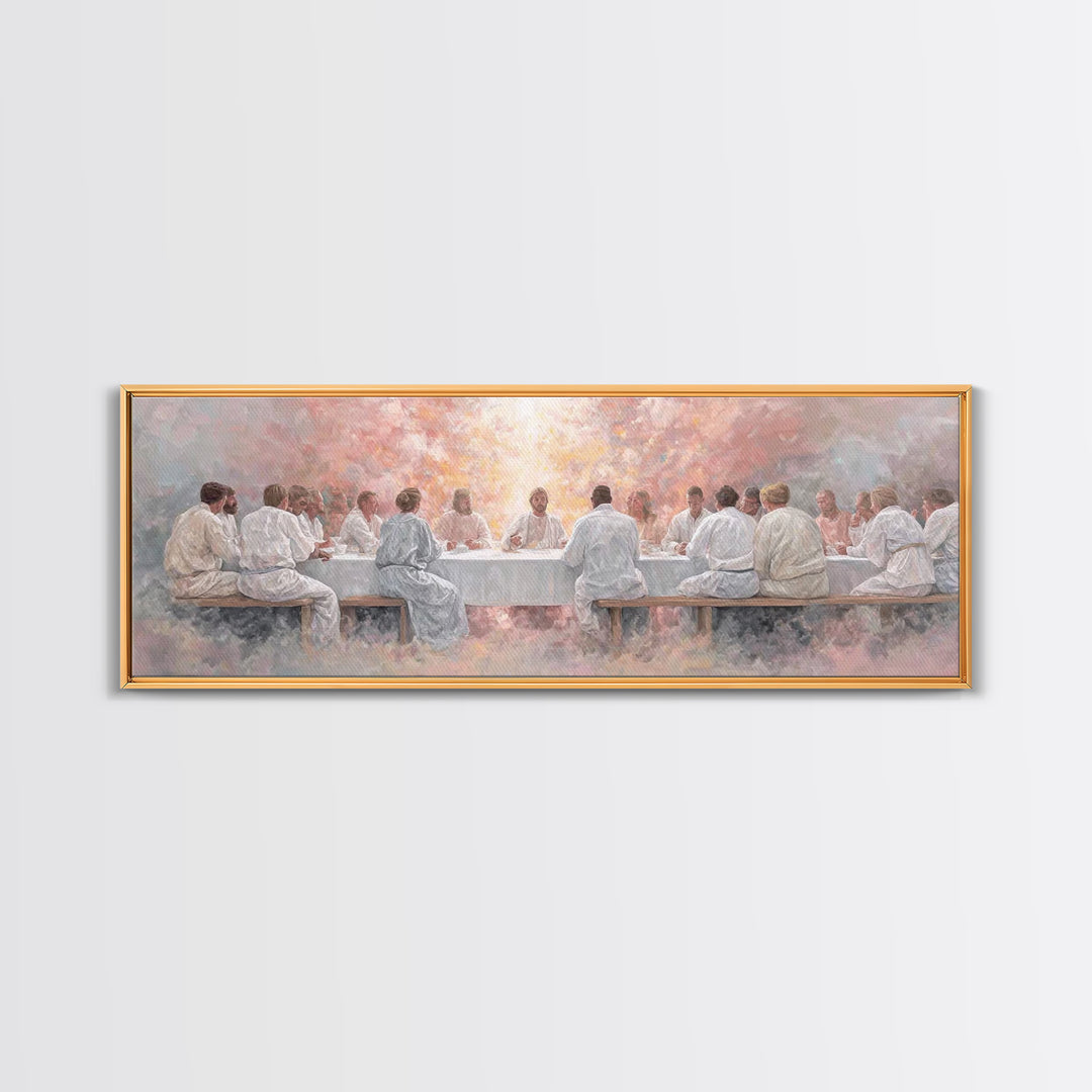 Radiant Last Supper, Framed Canvas Print, Christian Art Canvas, Christian Wall Art, Extra Wide Art, Christian Gift