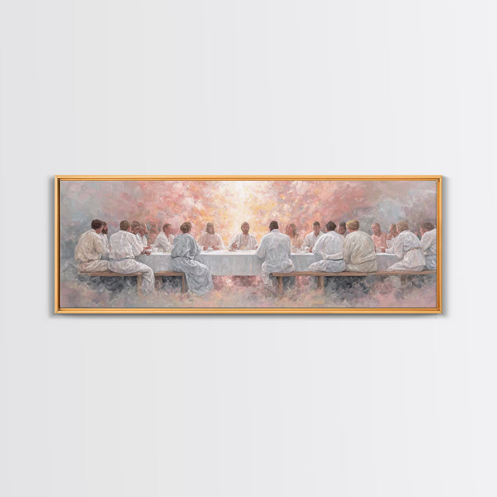 Radiant Last Supper, Framed Canvas Print, Christian Art Canvas, Christian Wall Art, Extra Wide Art, Christian Gift