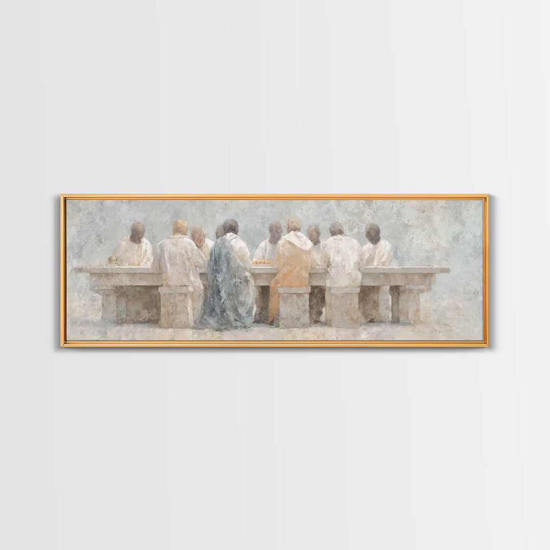 Sacred Supper Calm | Framed Canvas Print | Christian Art Canvas | Christian Wall Art | Panoramic Art | Christian Paintings