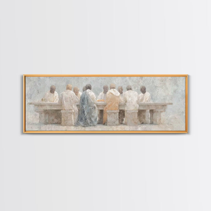 Sacred Supper Calm | Framed Canvas Print | Christian Art Canvas | Christian Wall Art | Panoramic Art | Christian Paintings
