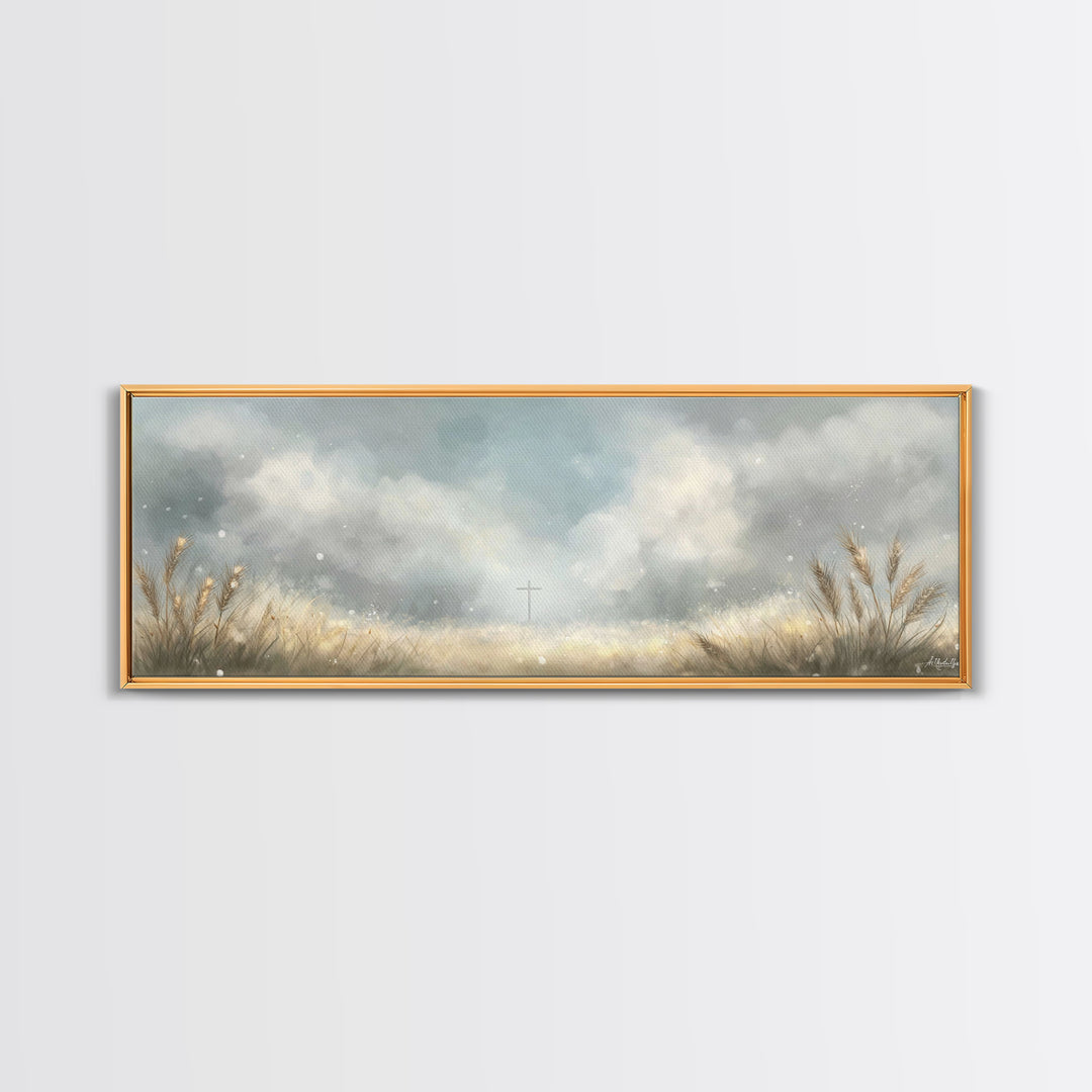 Heaven’s Wheatlight – Framed Canvas Print – Christian Wall Art – Christian Art Canvas – Panoramic Art – Christian Gift Ideas