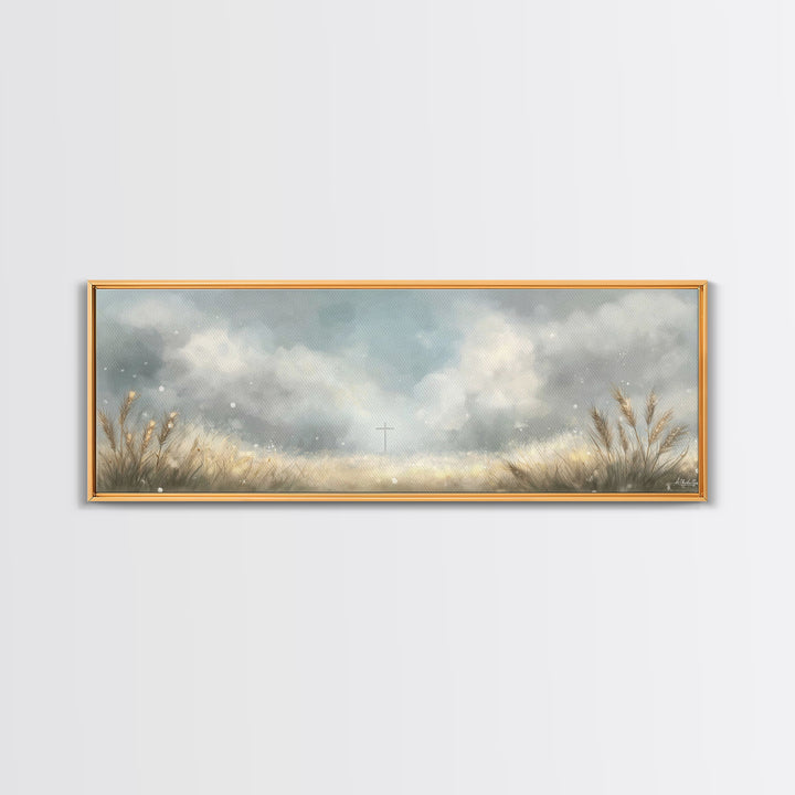 Heaven’s Wheatlight – Framed Canvas Print – Christian Wall Art – Christian Art Canvas – Panoramic Art – Christian Gift Ideas