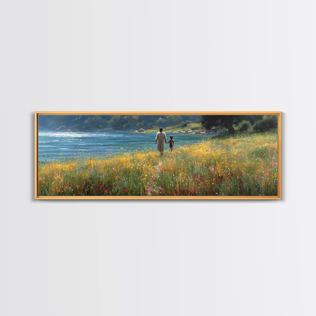 Fields Of Mercy , Framed Canvas Print, Christian Art Canvas, Christian Wall Art, Panoramic Wall Art, Jesus Painting, Christian Decor, Chris