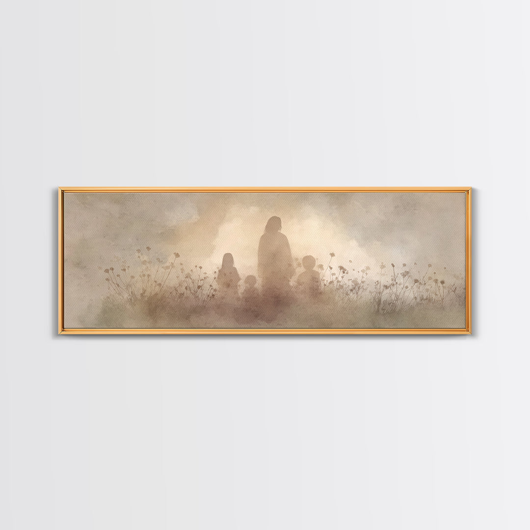 Shadows Of Hope | Framed Canvas Print | Christian Wall Art | Christian Art Print | Panoramic Painting | Jesus Canvas Art | Christian Christ