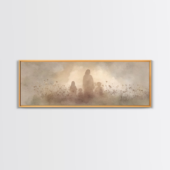 Shadows Of Hope | Framed Canvas Print | Christian Wall Art | Christian Art Print | Panoramic Painting | Jesus Canvas Art | Christian Christ