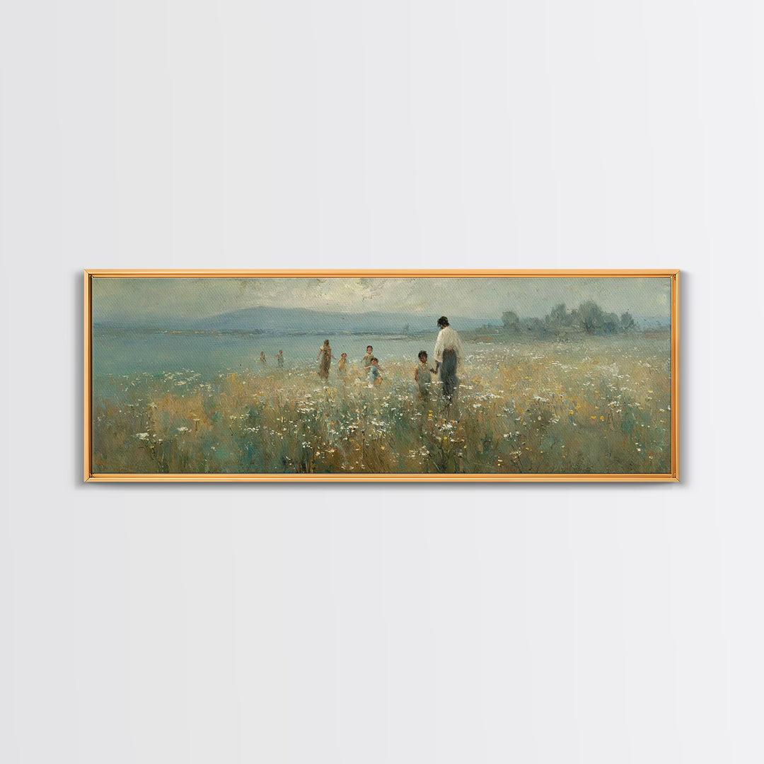 Garden Of Peace | Framed Canvas Print | Christian Art Canvas | Christian Wall Art | Jesus Painting | Panoramic Frame | Christian Decoration