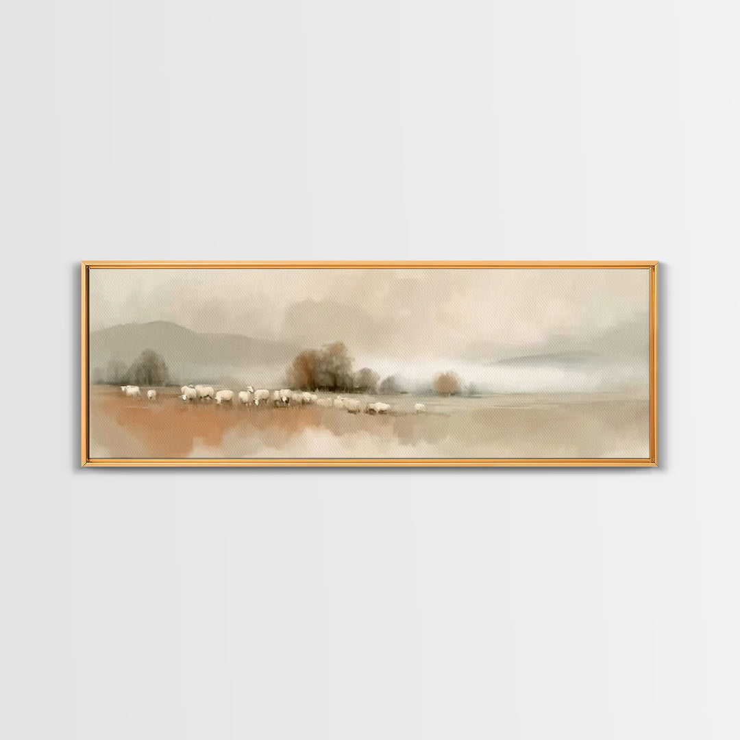 Silent Meadow Watch – Framed Canvas Print – Panoramic Art – Christian Wall Art – Christian Art Canvas – Subtle Christian Art – Christmas Ar