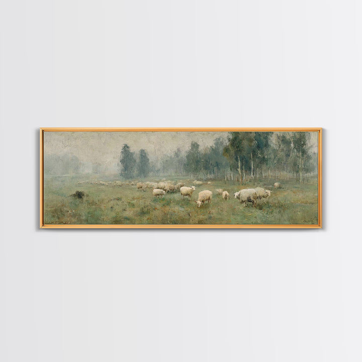 Pasture Of Peace | Framed Canvas Print | Panoramic Painting | Christian Wall Art | Christian Art Print | Subtle Christian Art | Christian D
